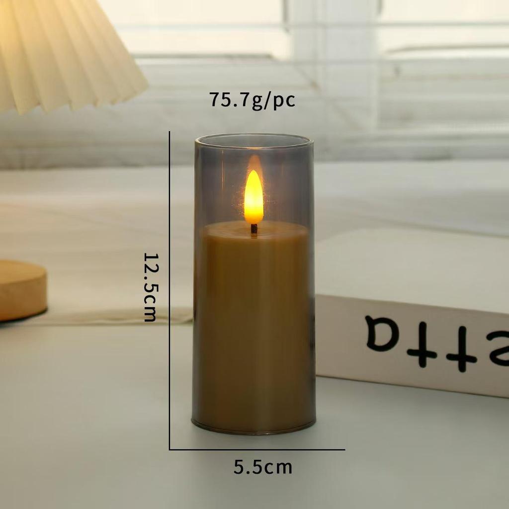 LED Electronic Candle Light Strip with Transparent Lampshade for Bar, Restaurant, KTV, Party, and Outdoor Camping Decor.