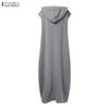 ZANZEA Damen Sommer Freizeit Kurzarm Kapuzenpullover Langes Kleid
