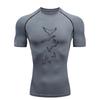 Mens Sports Training Fitness Compression Running Gym Workout T-Shirt Rashgard Tops Breathable Quick Dry Short Sleeve Tight Fit
