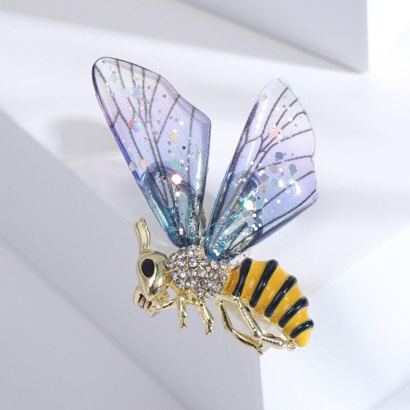 

Blucome модная модная брошь в виде капельницы с масляной инкрустацией и стразами в виде пчелы, шустрая булавка в виде насекомых, аксессуары для костюма синий