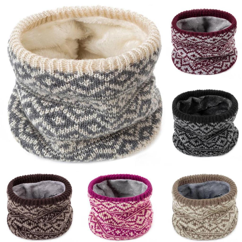 Thickened Winter Knit Neck Warmer with Fleece Lining - Plush, Warm, Outdoor Casual Single Loop