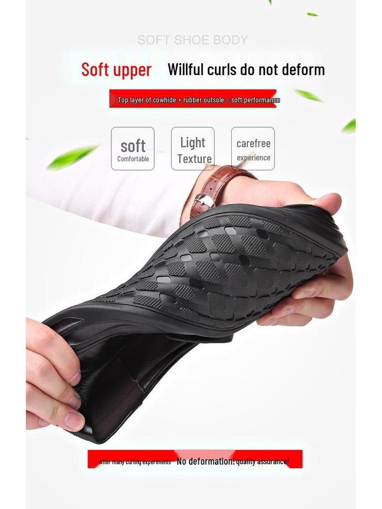 Scarpe Casual Slip-On da Uomo in Vera Pelle 2025 - Suola Morbida, Antiscivolo, Traspiranti per Mezza Età e Anziani