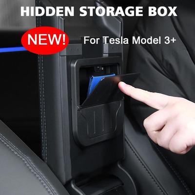 Vassoio Organizzatore per Console Centrale Auto Scatola Portaoggetti Nascosta per Bracciolo Per Tesla Highland 2024 Accessori Interni Auto