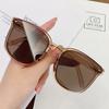 Unisex Trendy UV Protection Brown Lens Sunglasses for Men Ins Fashion Black Square Frame Eyeglasses Women Eyewear Shades for