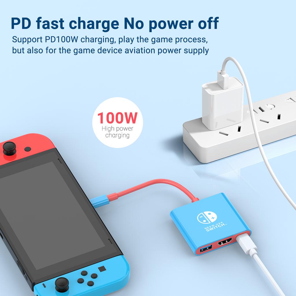 3 In 1 USB C HUB Type C to HDMI 4K with PD 100W Fast Charging USB 3.0 Docking Station for Switch MacBook Laptop Computer Phone