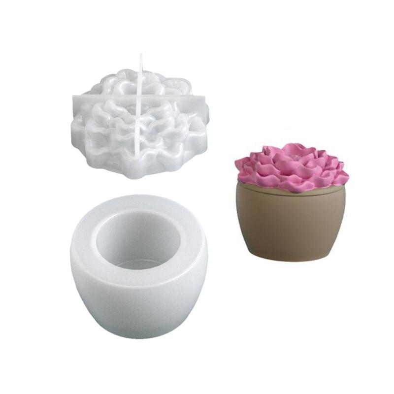 Flower Silicone Mold For Handmade Candle Cup Storage Jar Crafting Projects Flexible Reusable Succulent Planter Mould