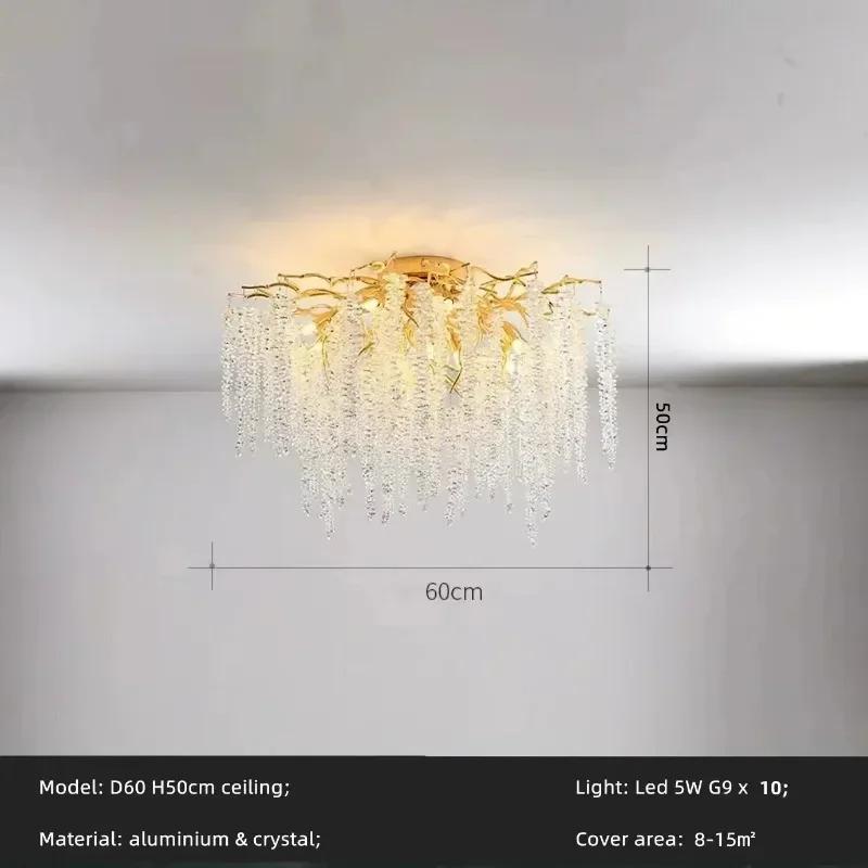 Nordic Luxury Branch Gloss Crystal Chandelier Modern Dining Table hotel Pendant Indoor Home Lighting Decorative Ceiling Light