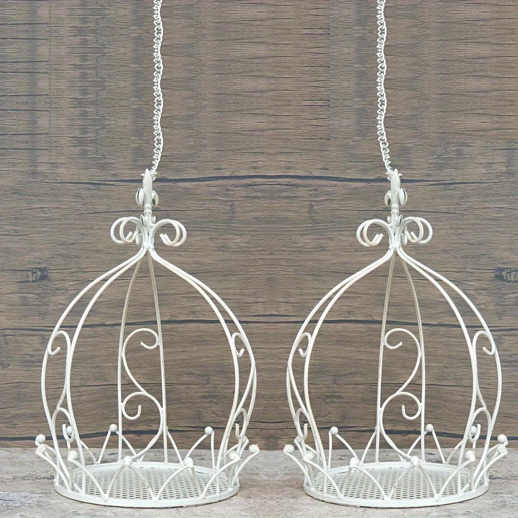 Vintage Iron Hanging Baskets, Crown Design for Indoor/Outdoor Garden & Patio Decor.