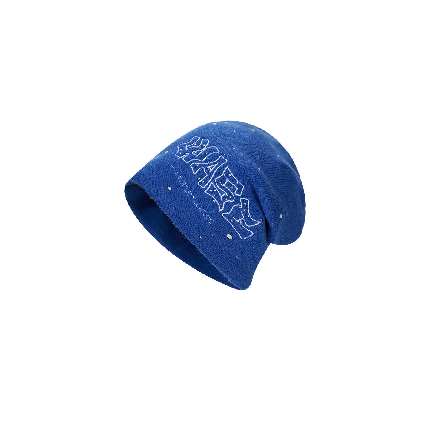 

Женская шапка бини в стиле ленивый шик: Универсальная, Подтягивающая лицо, Теплая зимняя шапка для большого обхвата головы. синий