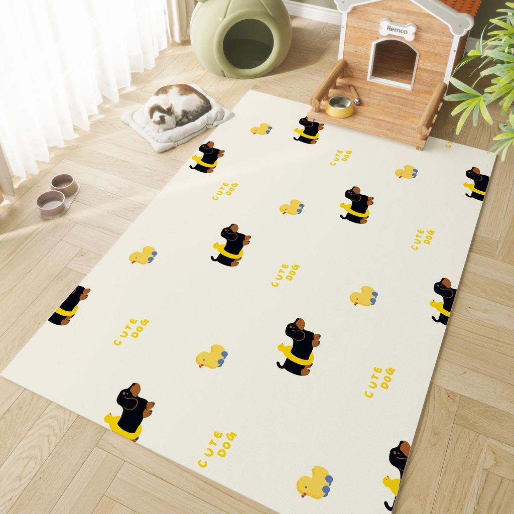 Alfombrilla Impermeable Antideslizante para Mascotas de Dibujos Animados: Cuero Duradero, Alfombra de Piso Lavable para Casa o Parque de Juego de Gato y Perro