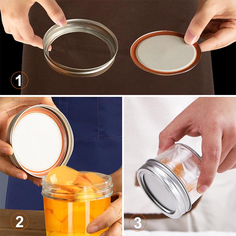 Weithals Mason Jar Weißblechdeckel - Runde Metalldichtungsdeckel mit Eisenringen