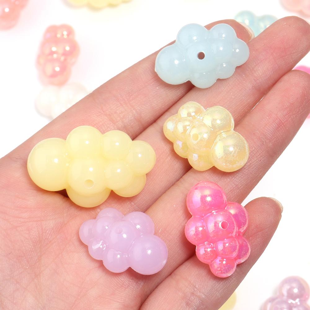 10/20pcs Cloud Shape Acrylic Beads Cute Jelly Color Loose Spacer Beads For Jewelry Making DIY Bracelets Phone Key Chain Supplies