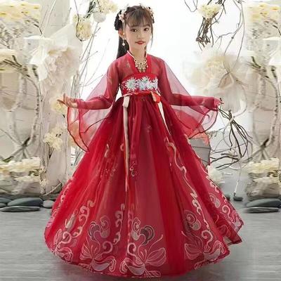 Rochie casual roșie Hanfu chinezească pentru fete