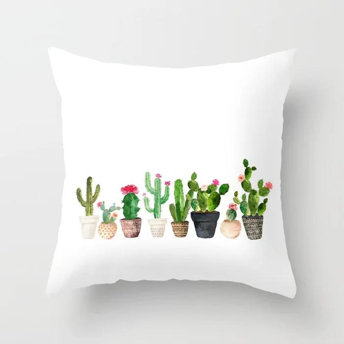 Nordic Style Tropical Plant Cactus Pattern Cushion Cover Sofa Car Office Pillowcase Home Decor