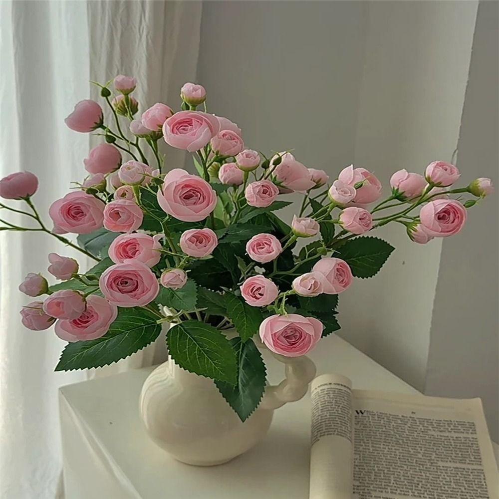 With Stems Fake Flower Bouquet Silk Flower Wedding Flowers Artificial Roses Flower  Table Patio