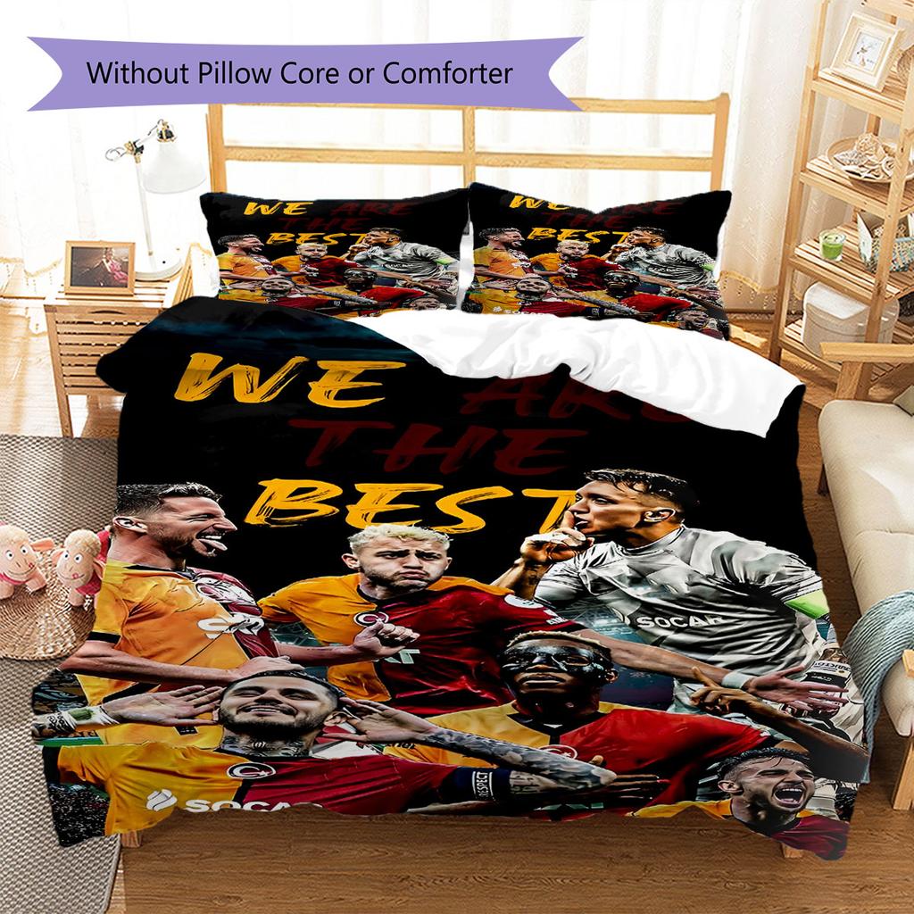 Galatasaray SK Pattern Bedding,Quilt Set Quilt Cover Pillowcase Home Birthday Gift(1 * duvet cover + 2 * pillowcase, without core)
