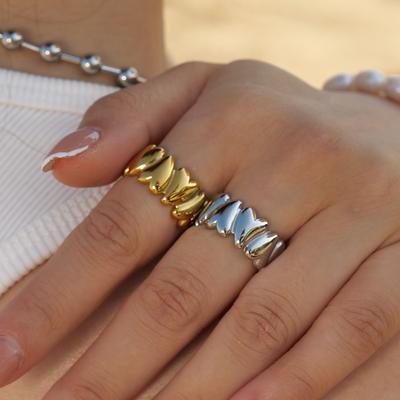 Yori Stainless Steel Metal Heart Open Ring 18K Gold Color Plated Minimalist Trendy Fashion Jewelry Accessories Gift