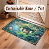Floral Garden Theme Crystal Velvet Floor Rug Personalized Custom Name Text Warm Carpet Home Decoration