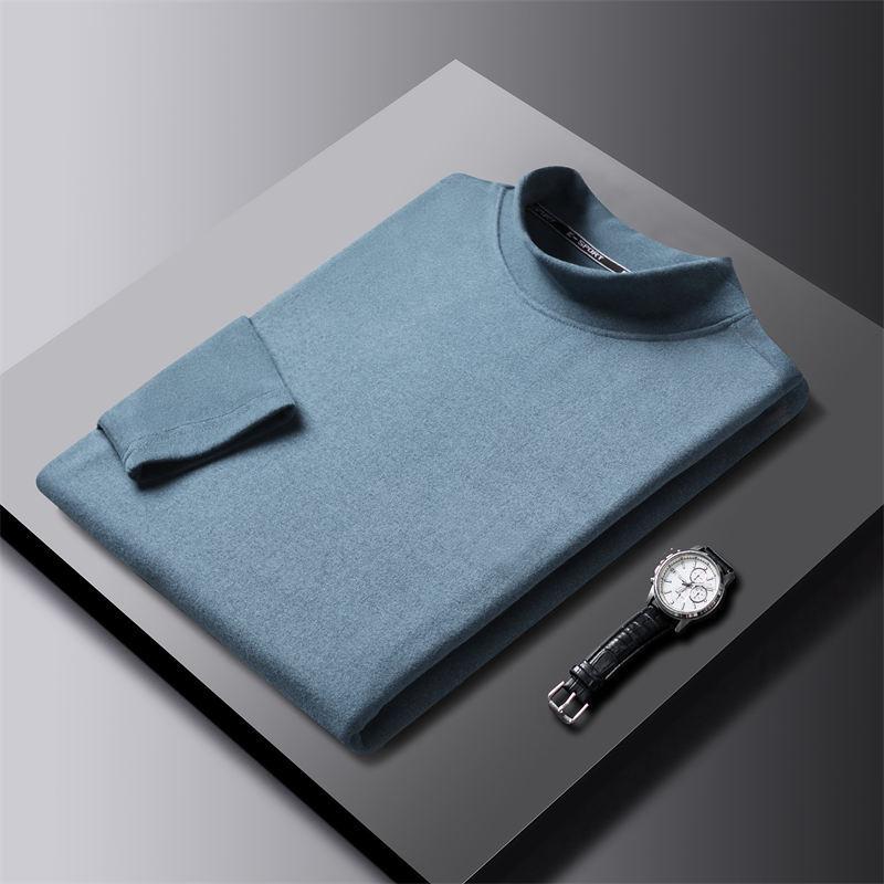 Double-sided Velvet Inner Layer Autumn Warm German Velvet Base Layer Half Turtle Collar Solid Color Close-fitting Base Layer for Men