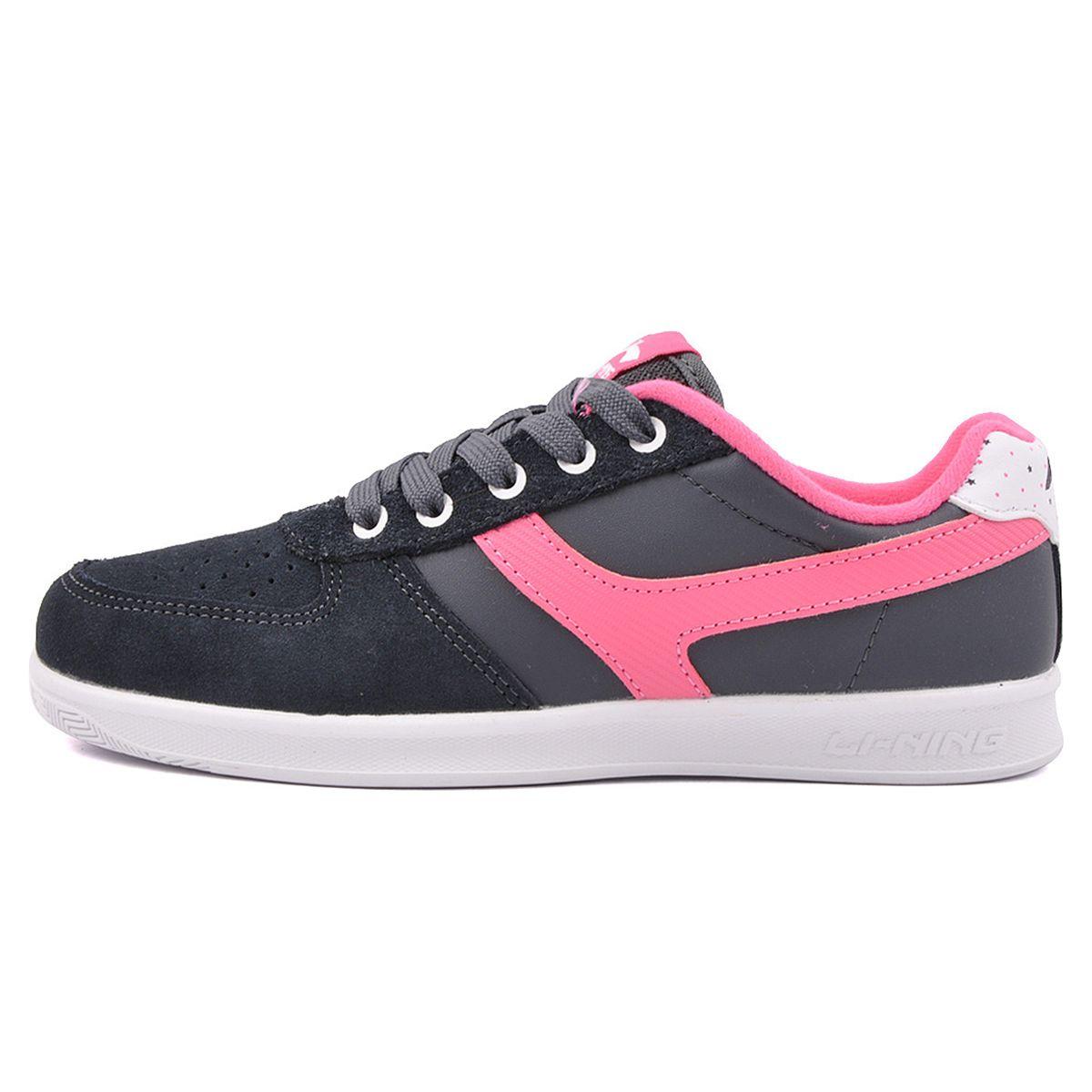 

Li Ning Synthetic Leather Fabric Comfortable Wear Resistant Lightweight Non Slip Shock Absorbing Low Top Skate Shoes Women sneaker Gray ALCK128-3 35⅔