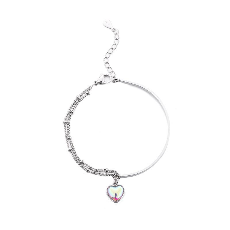 

Браслет из двухслойной цепочки с высокой текстурой, модный, для девушек-студенток, постепенное изменение, магический браслет с лунным камнем Copper (White Gold)