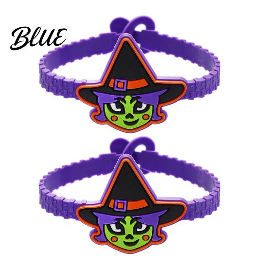 Adjustable Halloween Bracelets 2PCS Cartoon Bracelets Ghost/Pumpkin/Black Cat/Skull/Witch/Little Devil Shape Cute Witch And Skeleton Wristbands Soft