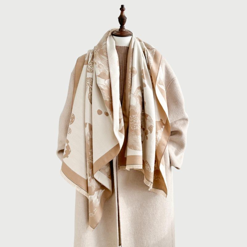 Double-sided petal jacquard imitation cashmere scarf women's leisure atmosphere new high-quality scarf shawl soft and thick