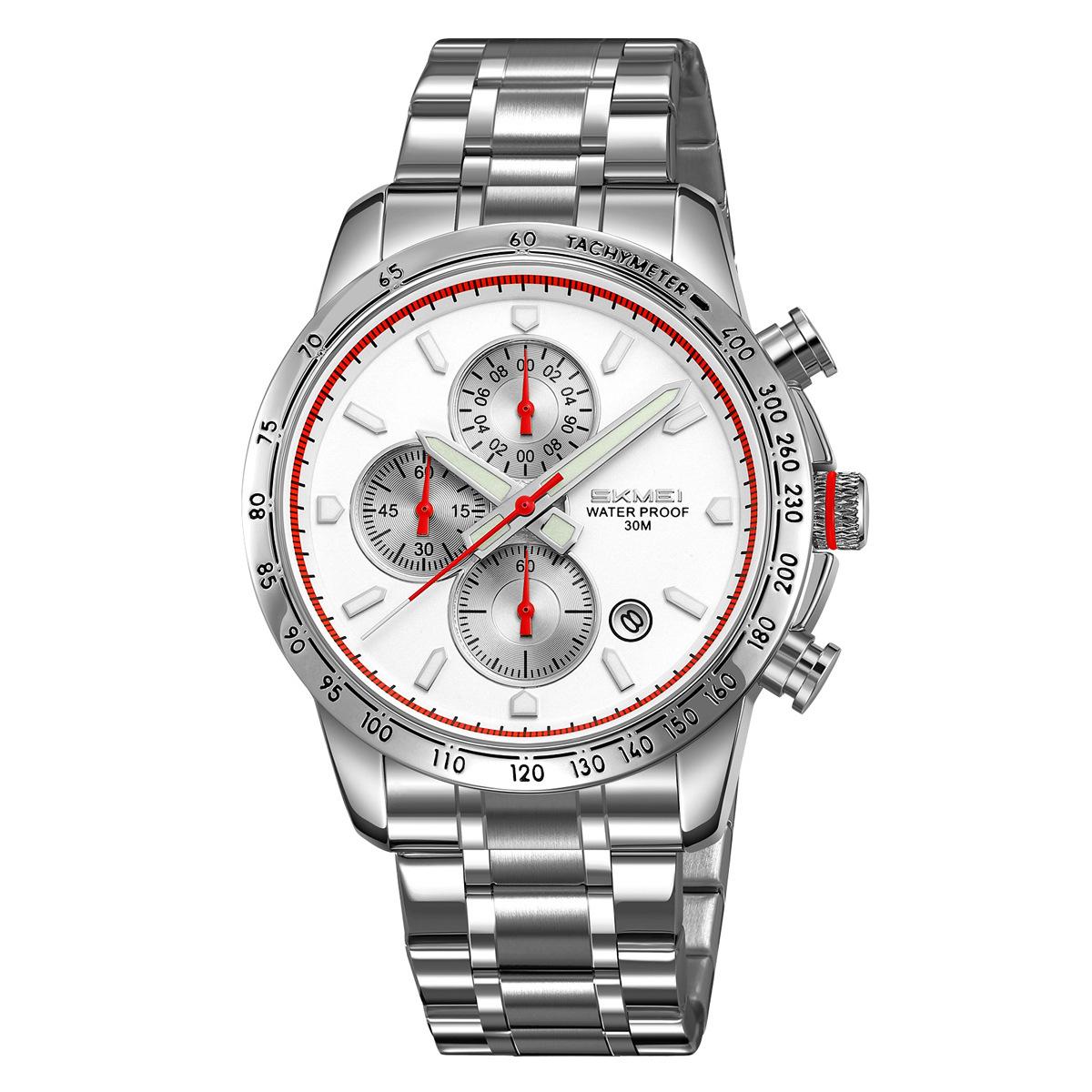 Часы для электронной коммерции Мужские многофункциональные кварцевые часы Деловые водонепроницаемые часы с хронографом на стальном ремешке производитель