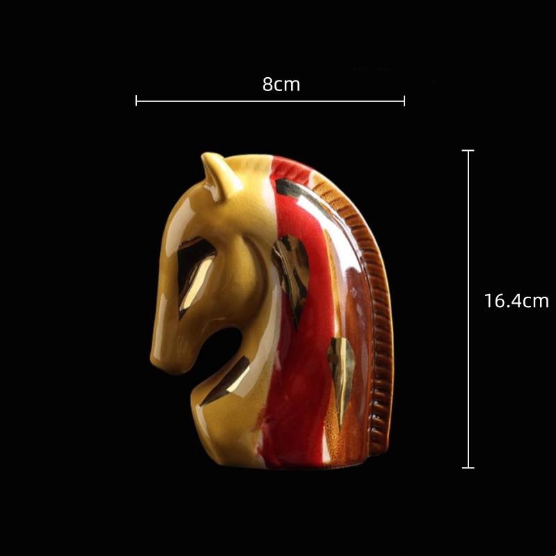 Керамическая ваза Цветная ручная роспись Геометрия Ваза для цветов Голова лошади Имитация статуэток животных Керамические поделки Украшение для дома