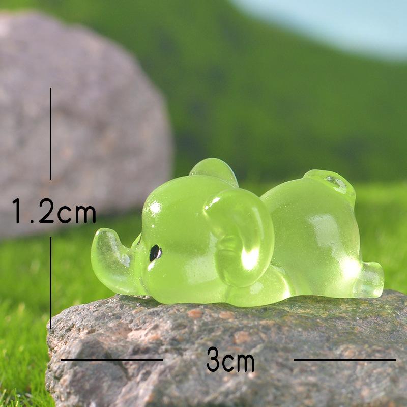 Cute Cartoon Figure Lying On The Ground, Glow-in-the-dark Little Elephant, Resin Handicraft Landscape Decoration Desktop Ornament