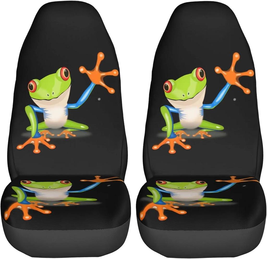 Cartoon Frog Car Seat Covers Universal 2 Pcs Auto Front Seat Cover Fit Most Cars Suv Sedan Trucks Four Seasons Seat Covers