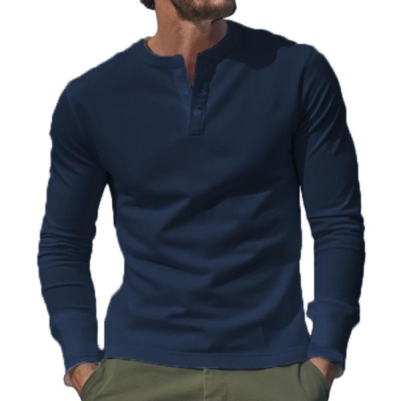 2024 New Spring And Autumn Men T-Shirt Leisure Sports Long Sleeve Men'S Clothing Base Shirt Henley Shirt Free Shipping
