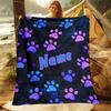 Custom Colorful Paw Print Fleece Blanket Personalized Name Pet Theme Throw Soft Warm All Season Bedding Gift For Dog Cat Lovers