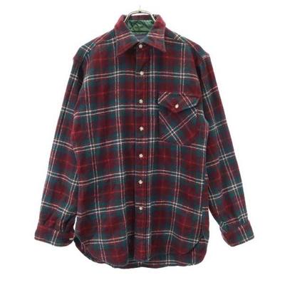 PENDLETON 70s 80s Wool Made In USA Vintage Check Long Sleeve Shirt Men's Used