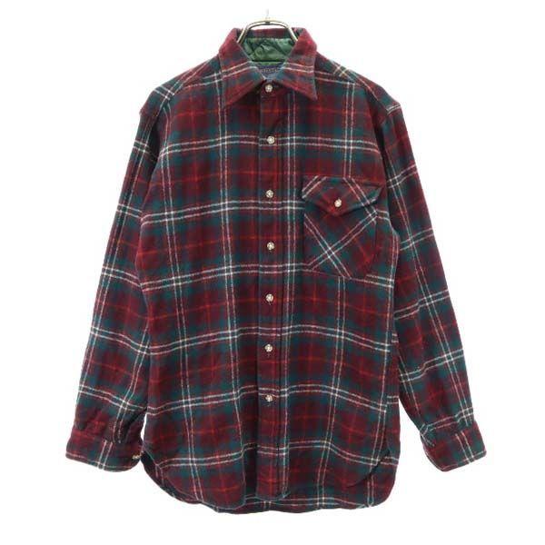 PENDLETON 70s 80s Wool Made in USA Vintage check Long sleeve shirt Men's Used