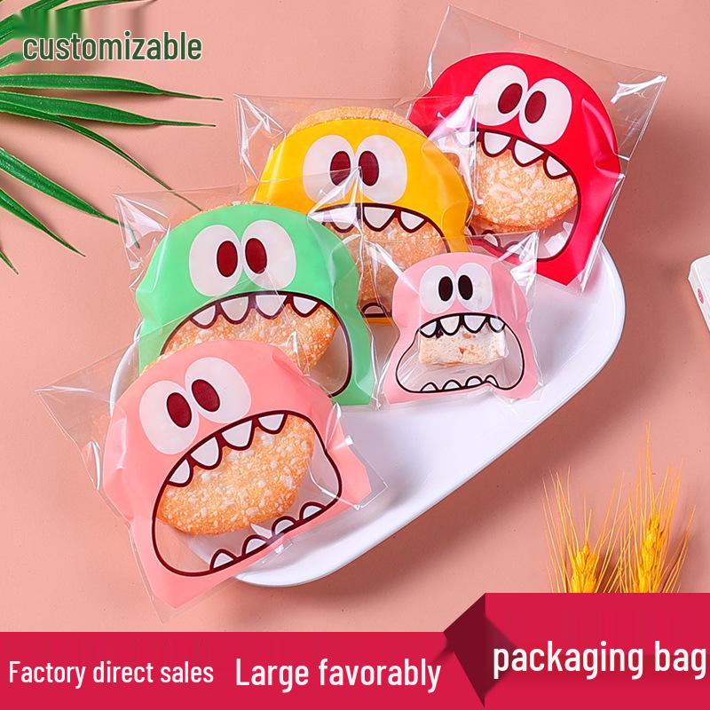 Foodie Little Monster Snowflake Crisp Self-Adhesive Gift Bags, Cookie & Candy Packaging, 100-Pack, 3 Color Options