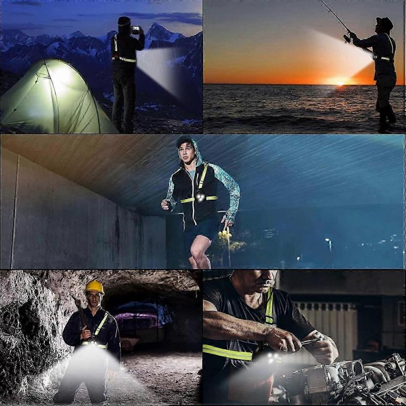 LED-Brustleuchte zum Laufen, Wandern und für Outdoor-Aktivitäten - USB-wiederaufladbar mit Sicherheitslichtern und Lichtstreifen