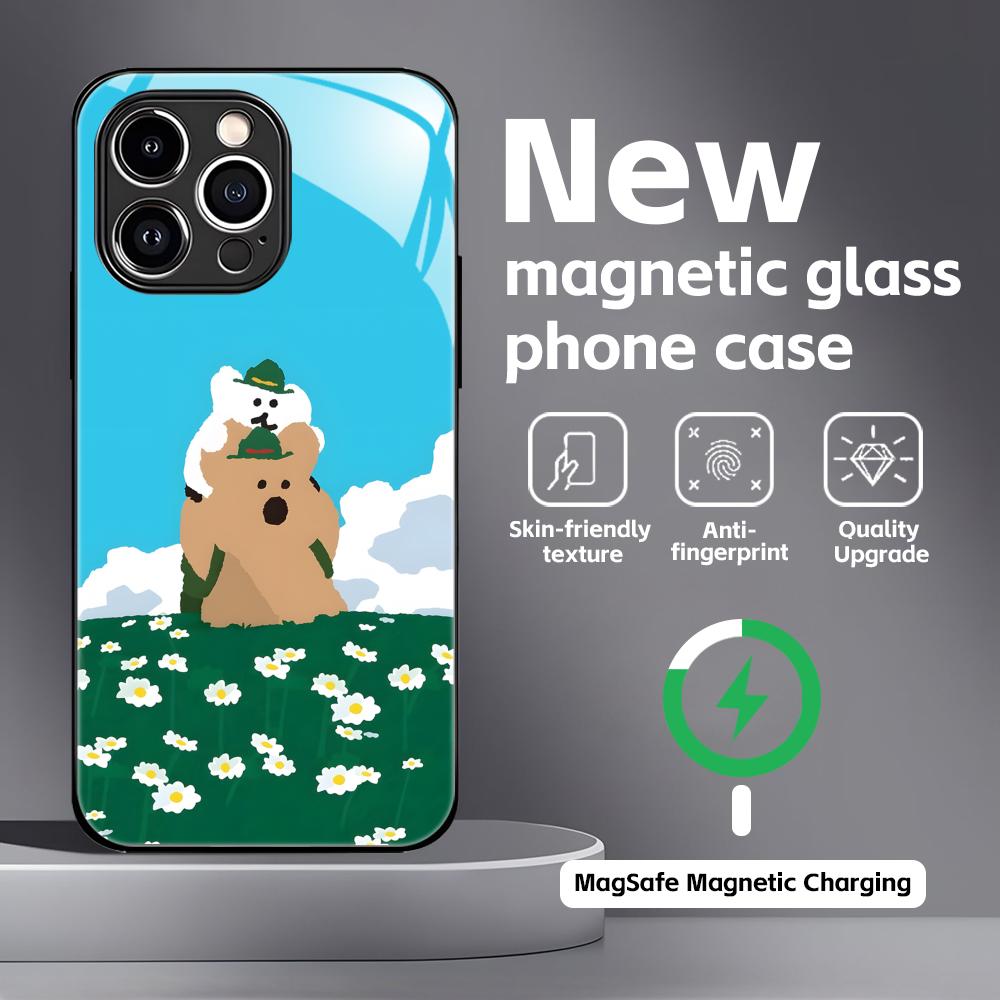Cute D-Dinotaeng  Phone Case For iPhone17 16 15 14 13 12 11 X XR XS 8 Plus Mini Pro Max Glass Magnetic Case