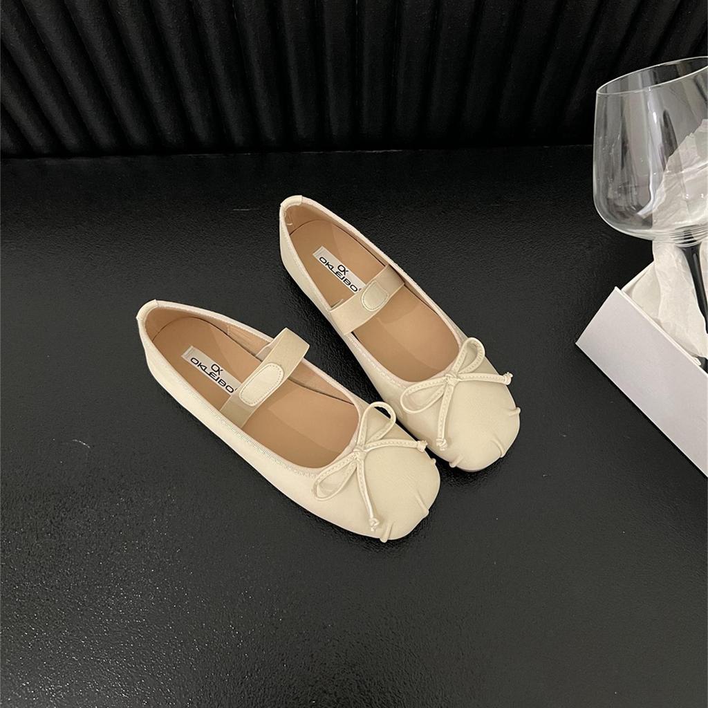 Fashion IPPEUM Ballet Flats Women Round Toe Bow Elastic Band Mary Janes Shoes Black Ballerines Femme Chaussure