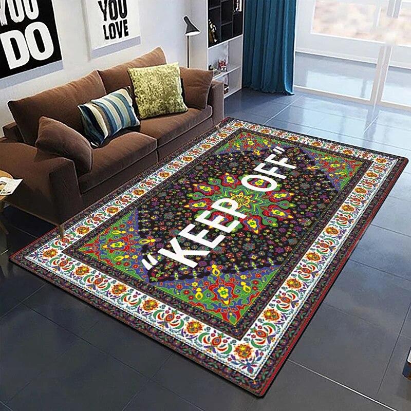 Keep Off Pattern Dekorativer quadratischer Teppich Modernes Haus Wohnzimmer Boden Matte Schlafzimmer Teppich Kunst Poster Matte Fans Geschenk Alfombra