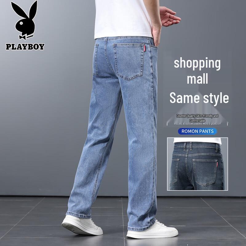 Playboy Men s Summer Loose Straight-Leg Jeans 33 синий
