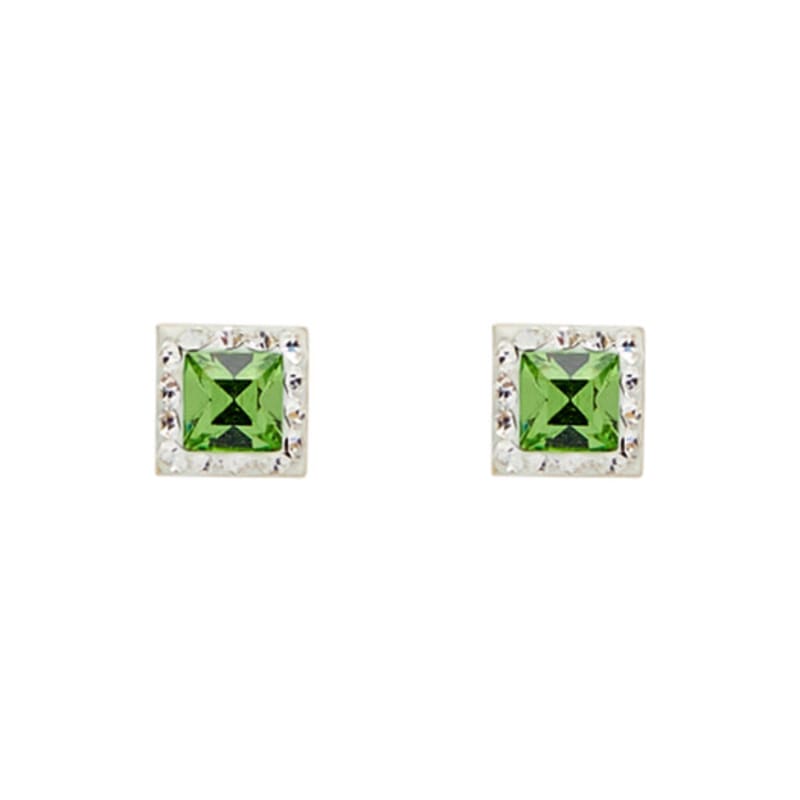 JYDDM 925 Minimal Square Point Earrings (Green)