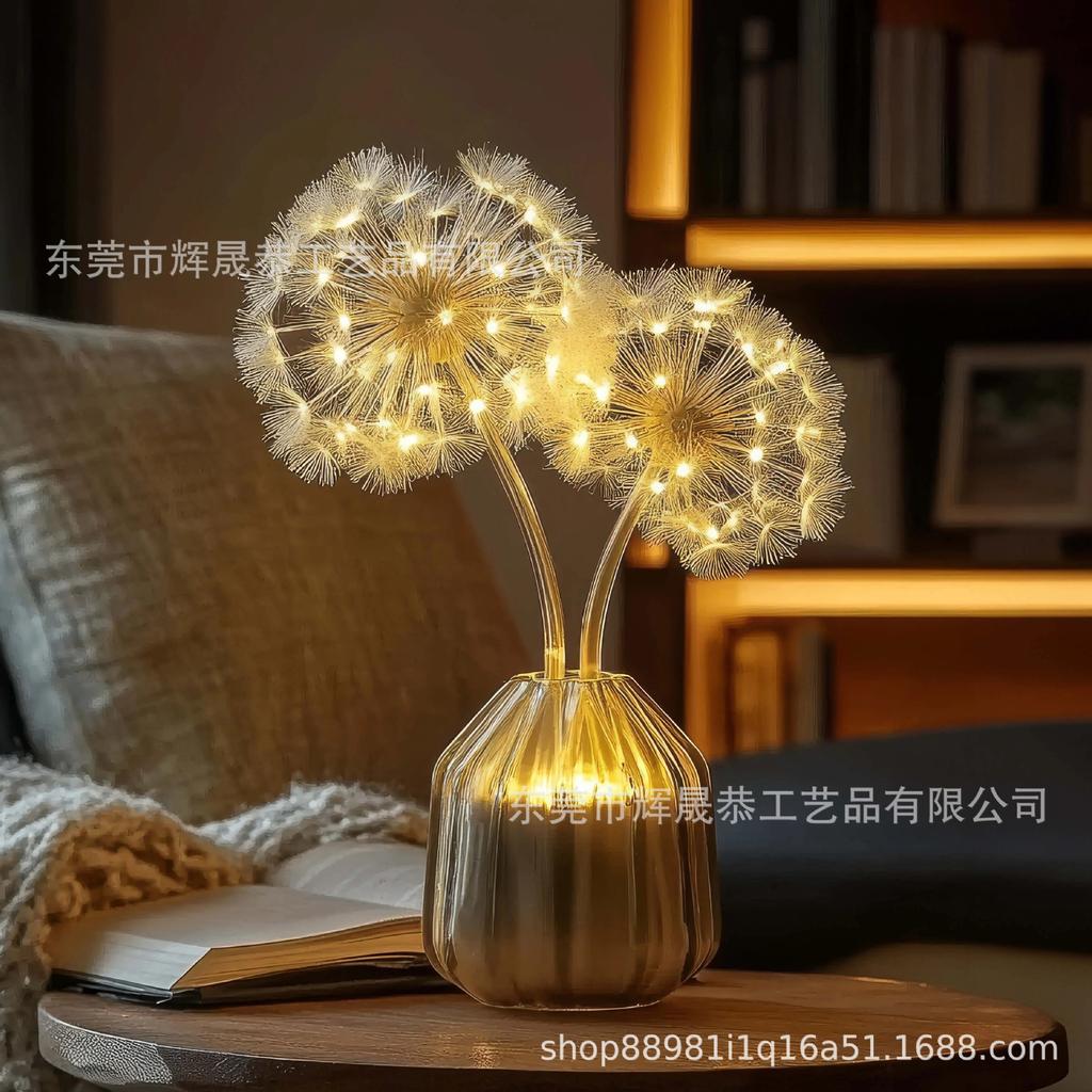Dandelion Shape Ambient Light LED Metal Wire Table Lamp Ambient Light Desktop Ornaments Home Decor Light Luxury