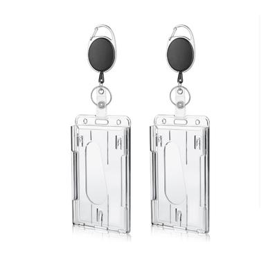 Heavy-Duty Badge Holders with Retractable Clip - Transparent, Scratch-Proof ID & Keychain Cases for Students, Bank Cards