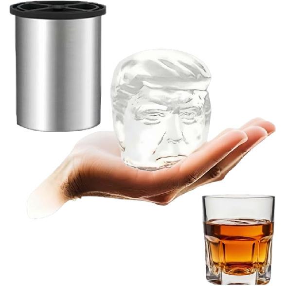President Ice Cube Mold, 3D 2.4  Large Whiskey Old Fashioned Ice Cubes Mold,Stainless Steel Clear Ice Cube Maker, Appropriate for Whiskey, Bourbon, 1