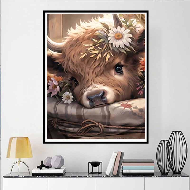 Diamond Painting Art Painting Set, Cow 5D Rhinestone Cross Stitch Painting Decoration, Home Decoration Wall Mural