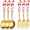 6pcs Stainless Steel Christmas Dinnerware Set Cake Fork Coffee Spoon Party Tableware Christmas Tree Moose Snowman Fork Spoon Set