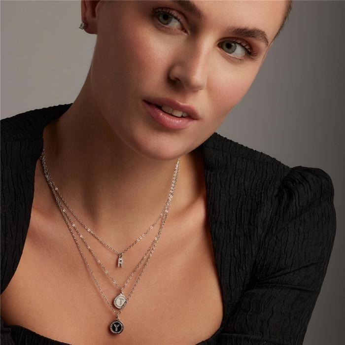 Luxenter Collier De Zirconium Brillant Finition En Rhodium - Alphabet Y