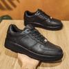 Men's Handcrafted Leather Casual Sneakers, Comfortable Breathable Lace - Up Shoes with Thickened Heel Design for Trendy Outfits