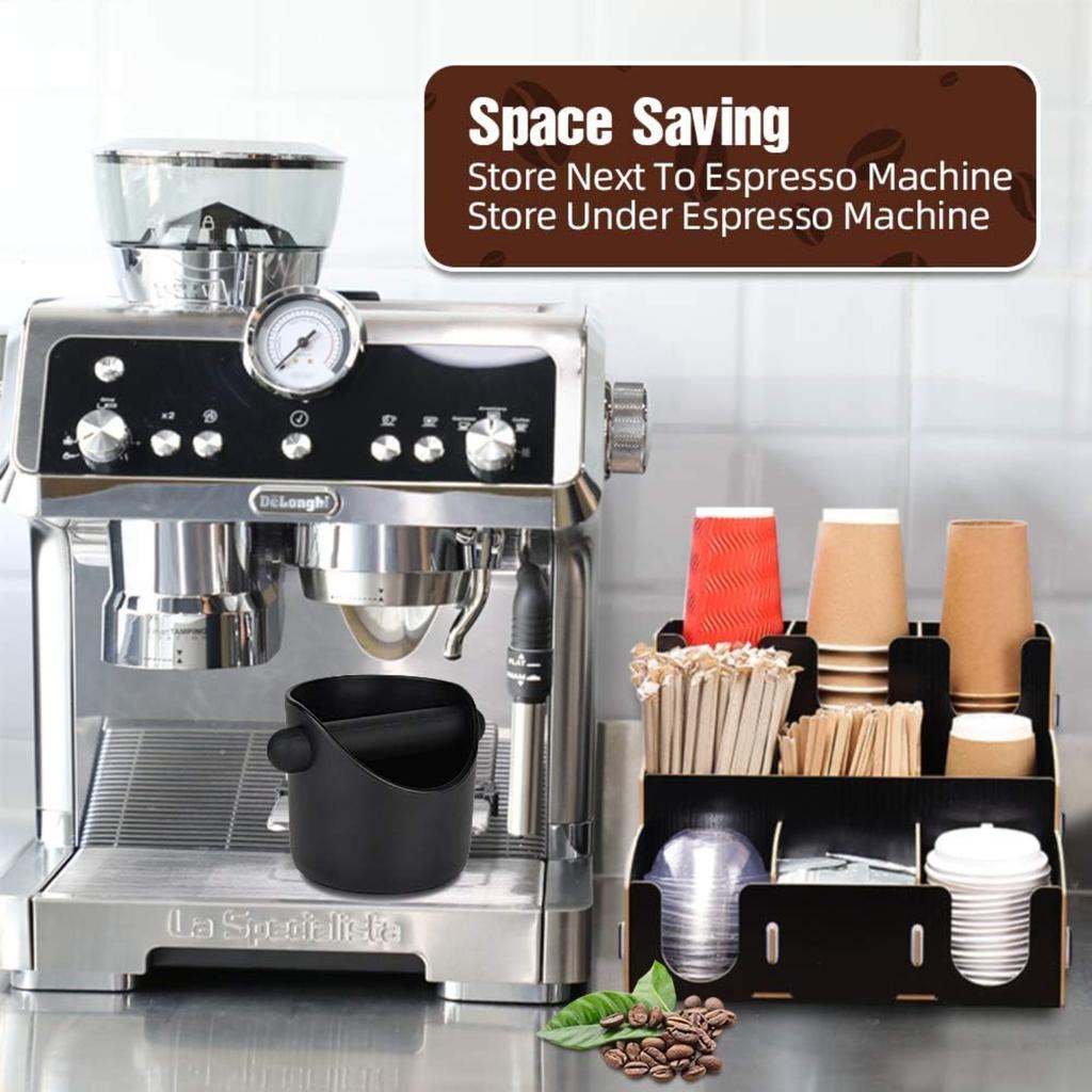 Espresso Knock Box, 4.4 Inch Coffee Knock Box Espresso Dump Bin for Coffee Grounds with Removable Knock Bar and Non-Slip Base Shock-Absorbent Durable